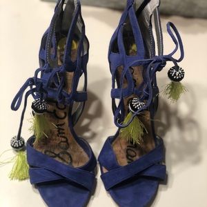 Royal blue strappy sandals